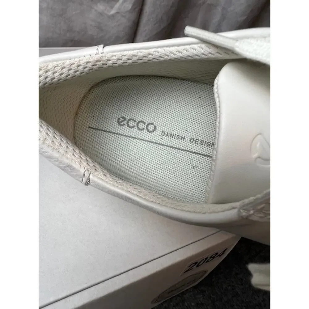 ECCO Shoes Womens 38 Soft Classic Casual Sneakers White Leather Lace Up Low - Picture 8 of 10